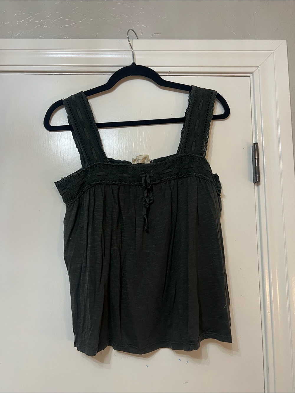 Lucky Brand Olive Green Lace-Trim Camisole